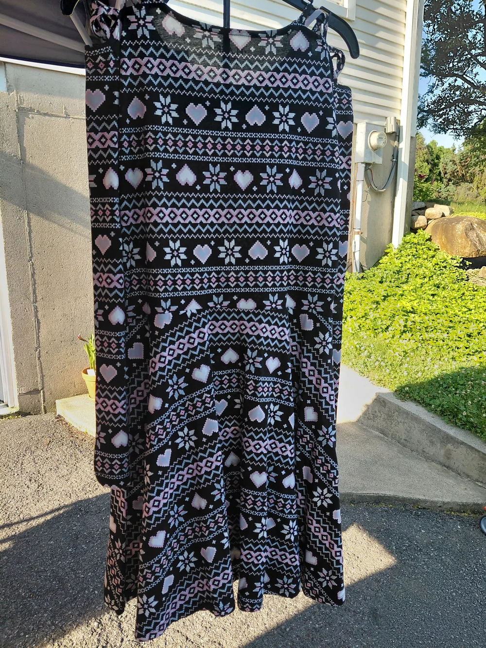 New Children's Place Black Knit Dress with Pink & White Fair Isle Hearts